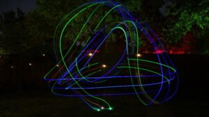 Super Flow Flyer is a performance kite you can fly anywhere, without any wind, with LED lights for a groovy light show at night!