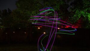 Super Flow Flyer is a performance kite you can fly anywhere, without any wind, with LED lights for a groovy light show at night!