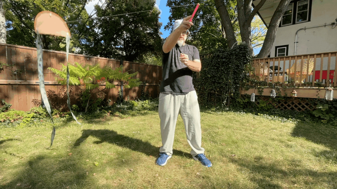 Super Flow Flyer is a performance kite you can fly anywhere, without any wind, with LED lights for a groovy light show at night!