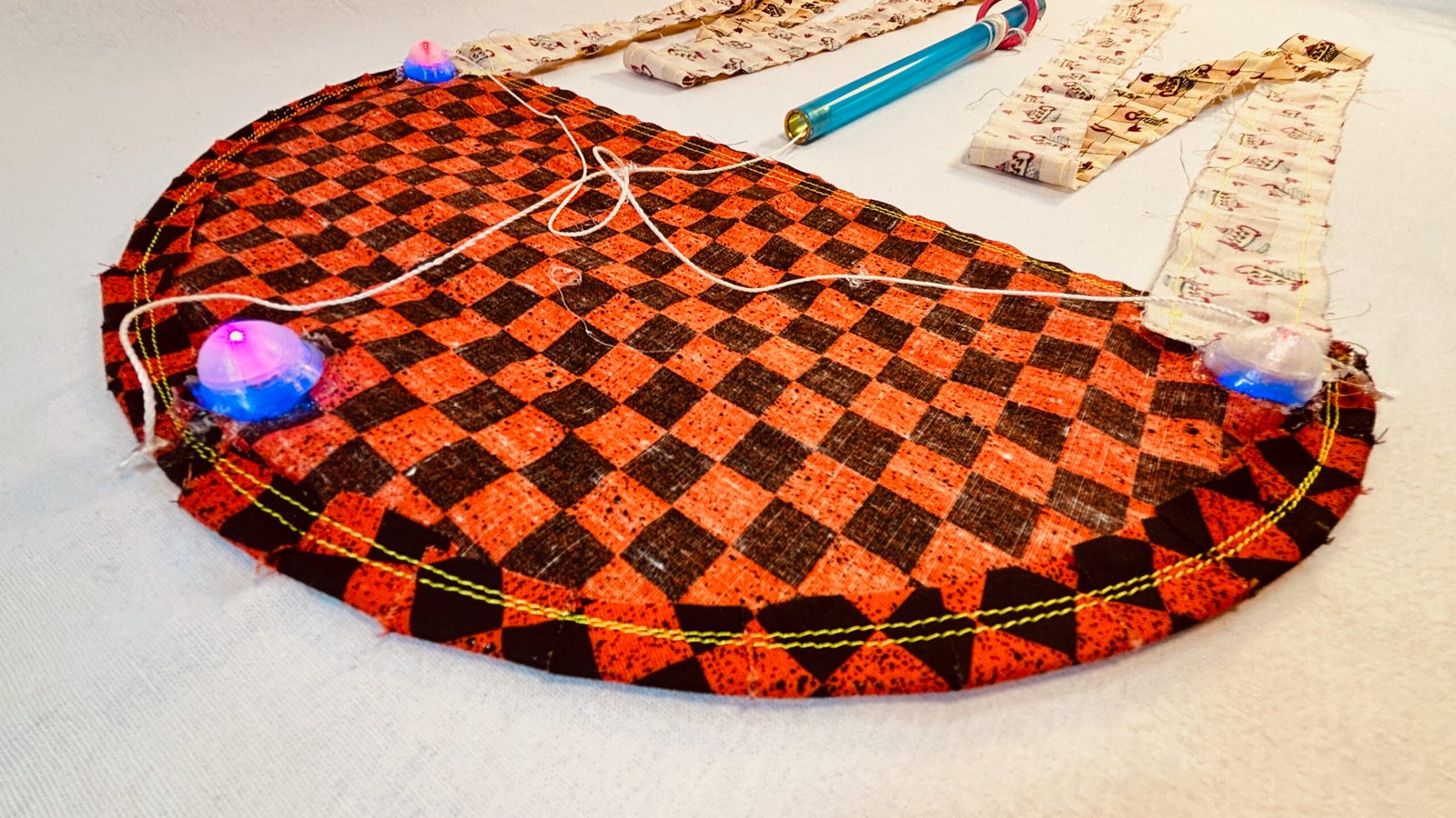 Super Flow Flyer is a performance kite you can fly anywhere, without any wind, with LED lights for a groovy light show at night!