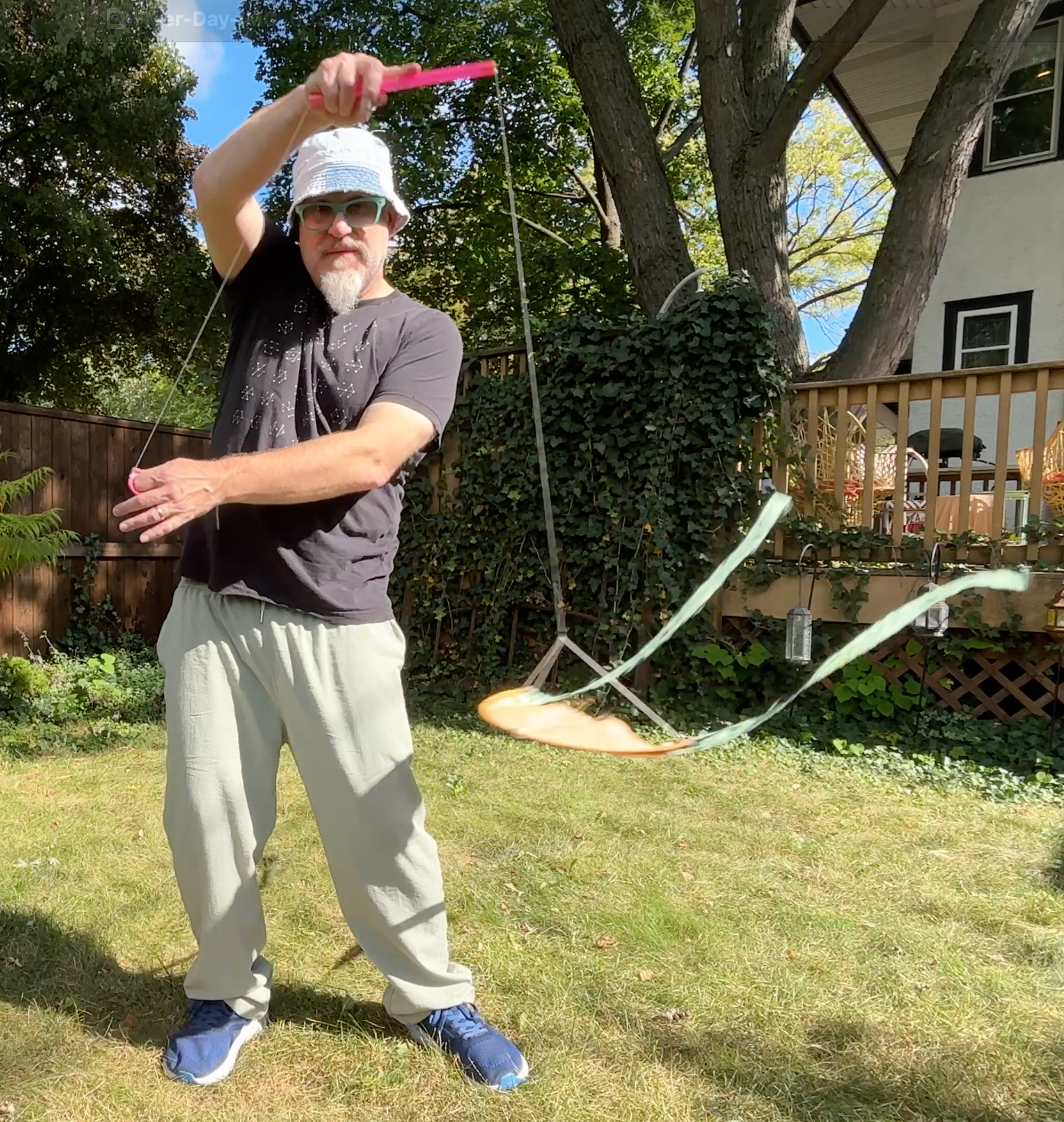 Super Flow Flyer is a performance kite you can fly anywhere, without any wind, with LED lights for a groovy light show at night!