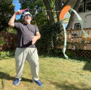 Super Flow Flyer is a performance kite you can fly anywhere, without any wind, with LED lights for a groovy light show at night!