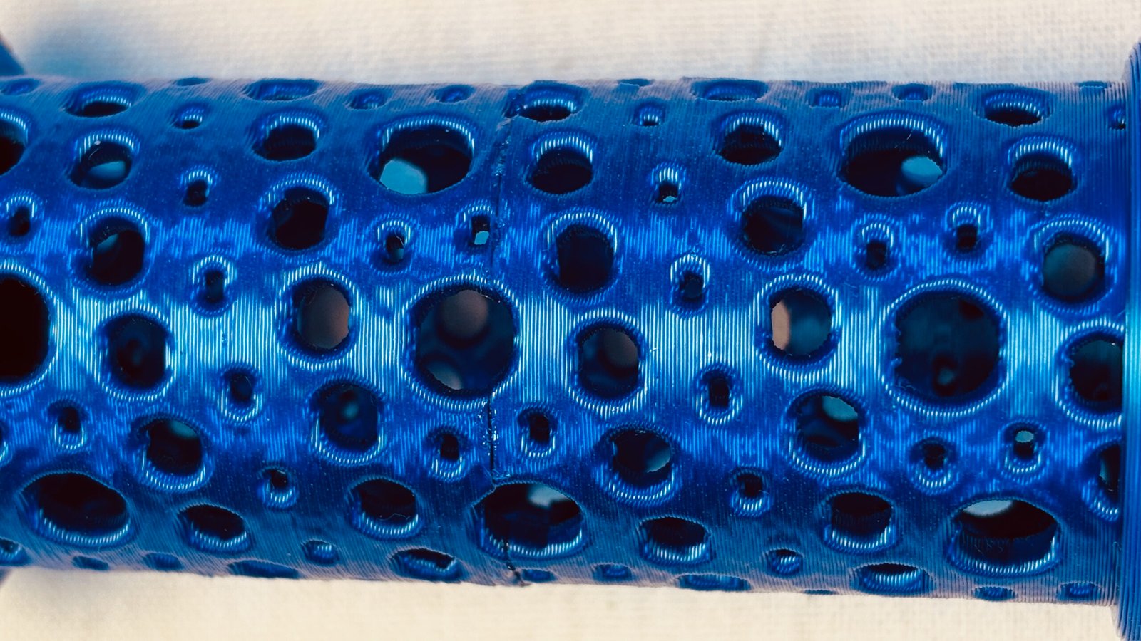 Super Flow Tubes! Straight blue Tube detail, a groovy marble run sculpture you can display, play and dance with! Patent Pending # 19/203,500.