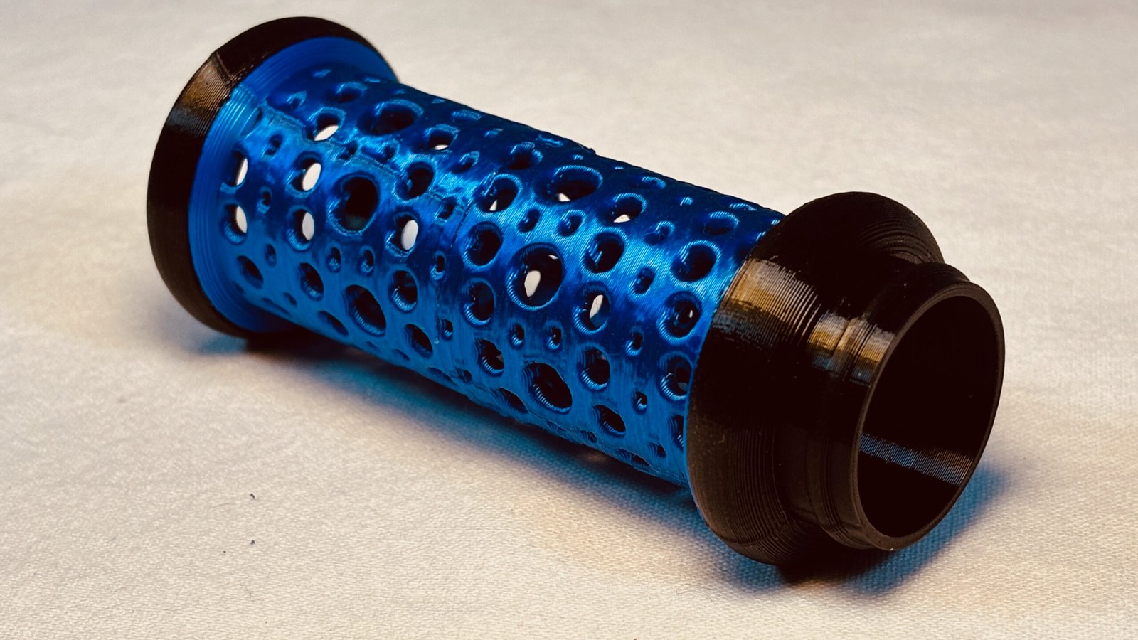 Build Super Flow Tubes into a groovy LED marble run sculpture you can display, play and dance with! Blue Tube detail. Patent Pending # 19/203,500.