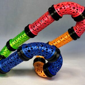 Build Super Flow Tubes into a groovy LED marble run sculpture you can display, play and dance with! Patent Pending # 19/203,500.